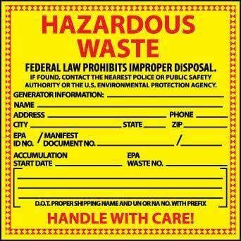 Amazon Com Hw Nmc Hazardous Waste Labels Material Ps Vinyl
