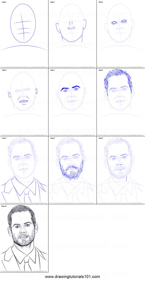 How To Draw Paul Walker Celebrities Step By Step