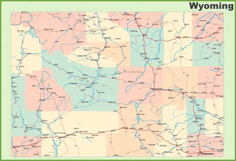 Road Map Of Wyoming With Cities Printable Road Map Of Wyoming