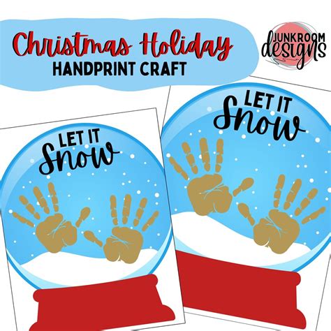Christmas Holiday Handprints Snow Globe Printable Etsy