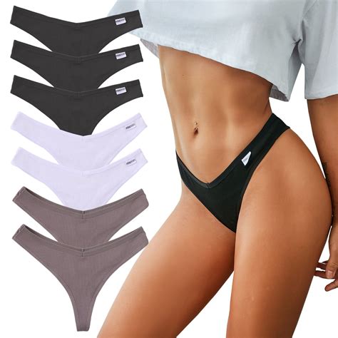 Finetoo Thongs For Women Soft Cotton Underwear Breathable Stretch Low