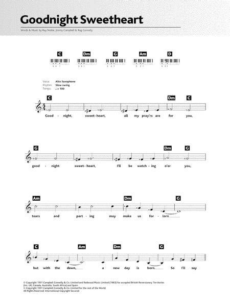 Dean Martin Good Night Sweetheart Sheet Music Notes Chords Download Printable Piano Vocal