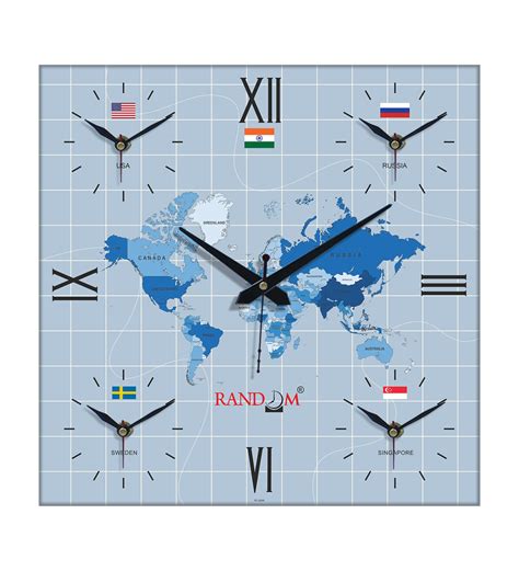 Buy Random Silent Movement World Wall Clock With Different Time Zones