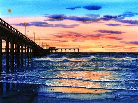 Ocean Beach Sunset Painting By John Yato