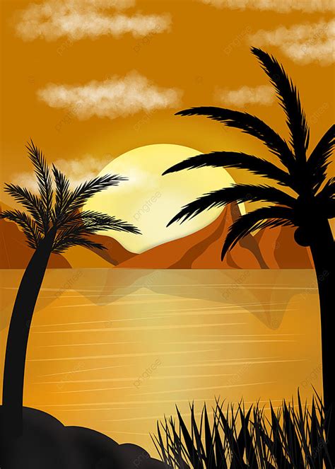 Illustration Of The Scenery In Evening Background Evening Scenery