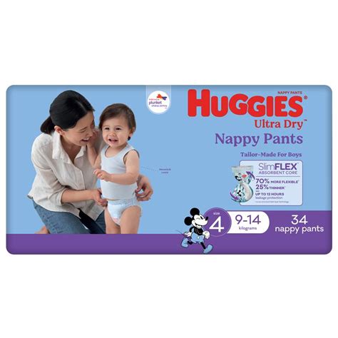 Buy Huggies Ultra Dry Nappy Pants Size 4 Boy 9 14kg Bulk 34 Pack Online