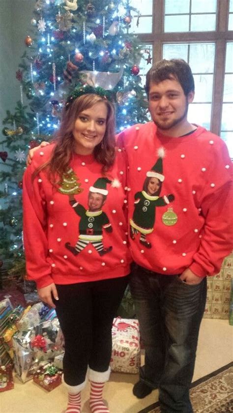 Ugly Christmas Pictures Ugly Christmas Sweaters Sweater Couples Diy Couple Oddee Xmas Hilarious