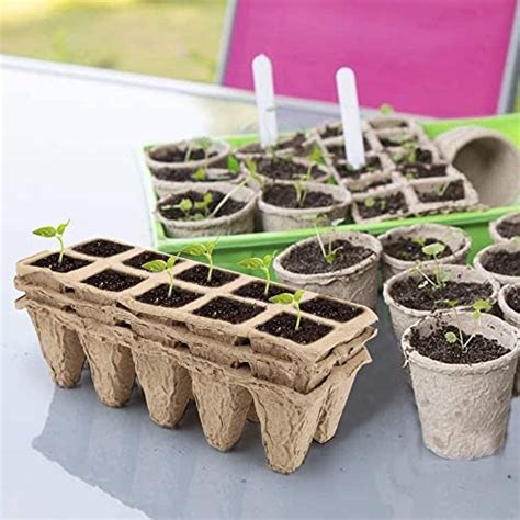 Growneer 120 Cells Peat Pots Seed Starter Trays 12 Packs Biodegradable