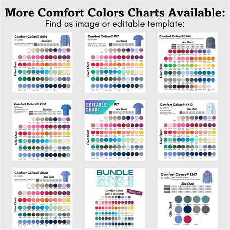 Comfort Colors Color Chart And Size Chart Cc Long Etsy