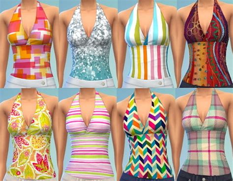 8 Flirty And Fun Halter Top Recolors At The Simsperience Sims 4 Updates