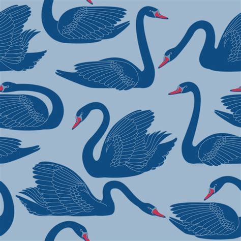 Seamless Hand Painted Black Swans Pattern Vector Premium Download