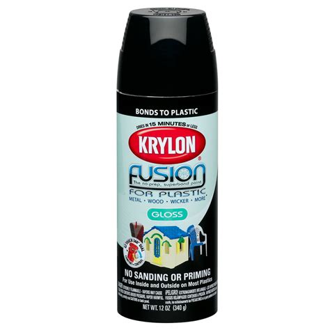 Krylon Fusion Gloss Spray Paint For Plastic Black 12 Oz Walmart