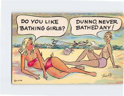 postcard bathing girls joke humor comedy beach art print 6 11 picclick