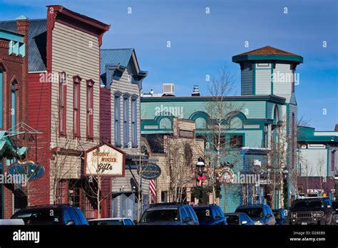 Usa Colorado Breckenridge Main Street Buildings Stock Photo Alamy