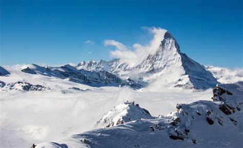 Zermatt Matterhorn Gornergrat Emerging From Sea Of Clouds View Perfect