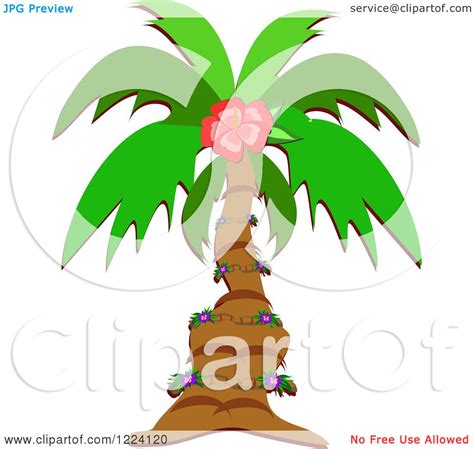Clipart Of A Tropical Palm Tree And Floral Vine Royalty Free Vector Illustration By Bpearth