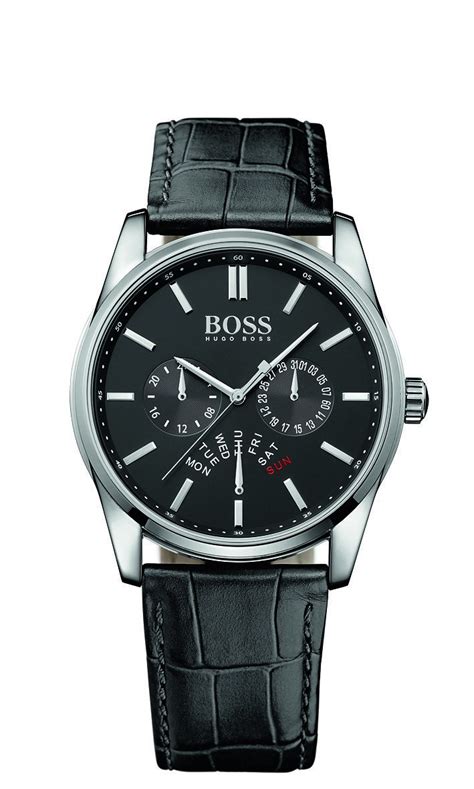 Hugo Boss Heritage Black Leather Mens Watch 1513124