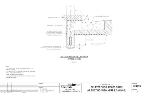 Civil Engineering Standard Drawings Cgg202 Fin Type Subsurface Drain