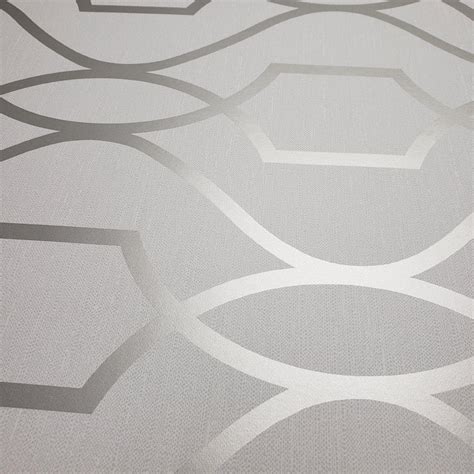 Wm4199501 Wallpaper White Gray Silver Geometric Trellis Metallic 3d