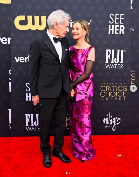 Harrison Fords Wife Calista Flockhart Steps Out In Floral Pink Dress