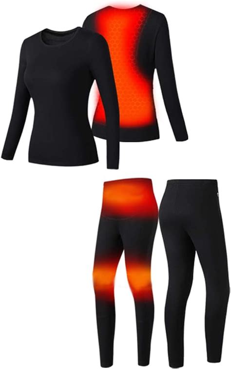 Electric Heated Thermal Underwear Set Winter Base Layer Set Womens
