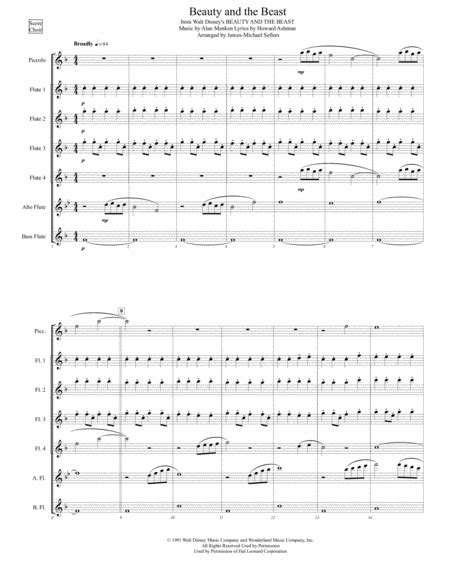 Download Beauty And The Beast For Flute Choir Sheet Music By Alan