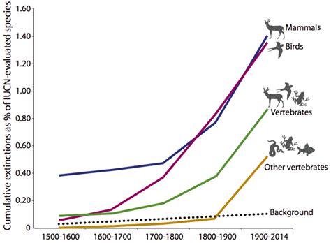 Registos acumulados de espécies extintas nos últimos 500 anos - ZAP