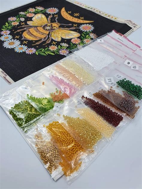Diy Bead Embroidery Kit On Art Canvas Honey Dream Etsy