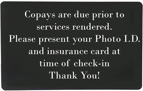 Engraved Copay Sign Black Long Copy Office Products