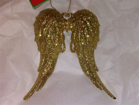 Gold Glitter Angel Wings Christmas Tree Ornament 55 Inches Etsy