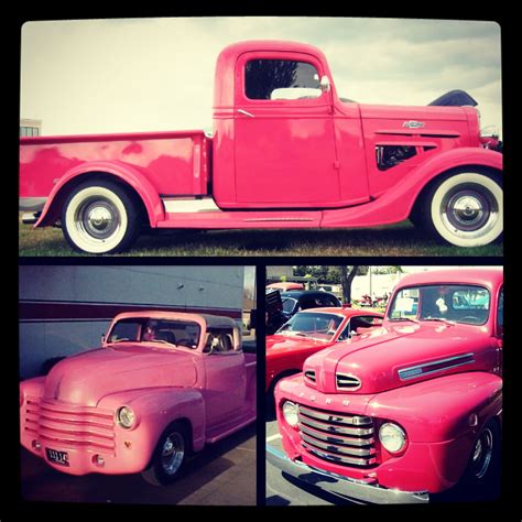 pink old school pick up trucks i want them all