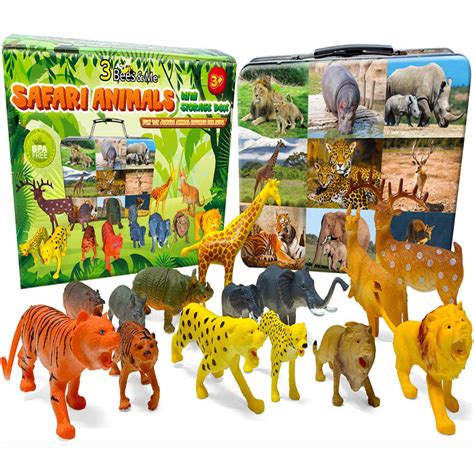 Safari Animals 14 Zoo Animal Toys With Storage Box Fun Animal Facts