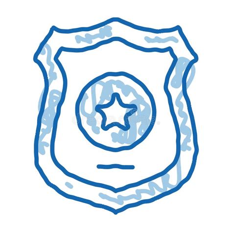 Police Officer Badge Doodle Icon Hand Drawn Illustration Stock Vector