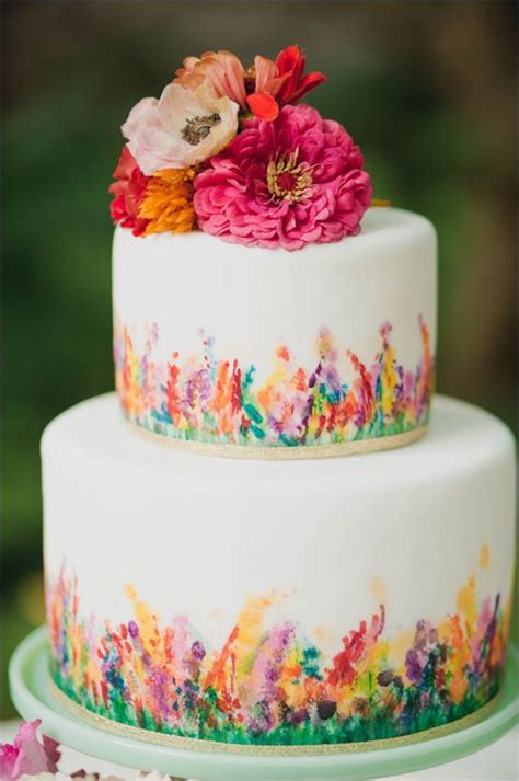 Floral Packed Garden Wedding Ideas In Painted Wedding Cake Mini