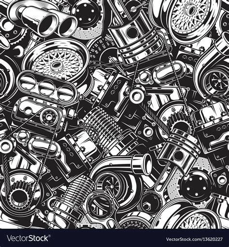 Automobile Car Parts Seamless Pattern Royalty Free Vector