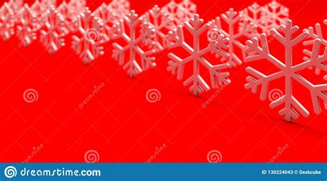 White Snowflakes Rows - 3D Render Illustration Stock Illustration ...