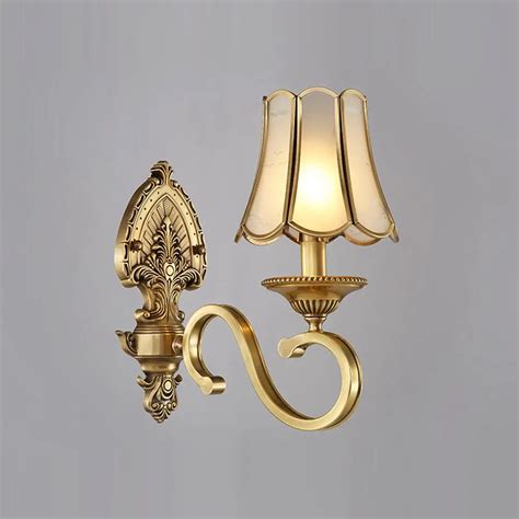 European Luxury Pure Copper Living Room Wall Lamp Villa American Royal