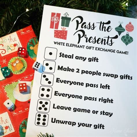 Pass The Presents White Elephant T Exchange Game Free Printable