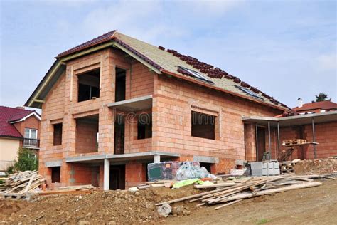 House Under Construction Stock Image Image Of Roof Building 34076407