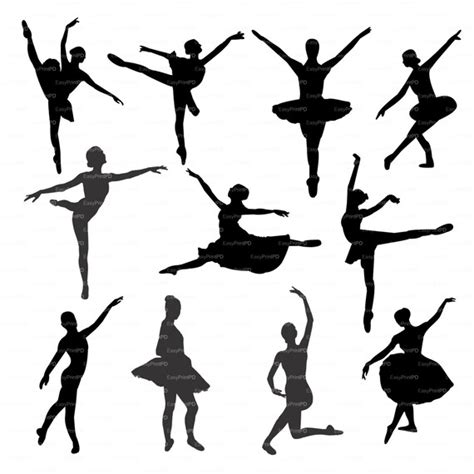 Ballerina Ballet Silhouette Eps Svg Dxf Ai  Png Etsy