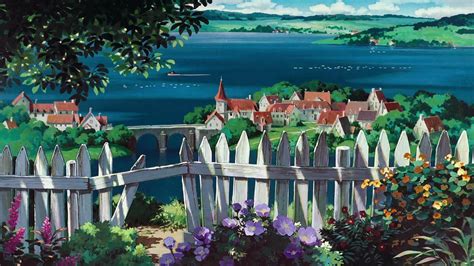 Painting of white house in the middle of sea illustration, anime. 100 Studio Ghibli wallpapers - Imgur | Studio ghibli background, Anime scenery, Ghibli artwork