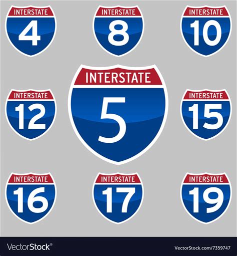 Interstate Signs 4 19 Royalty Free Vector Image