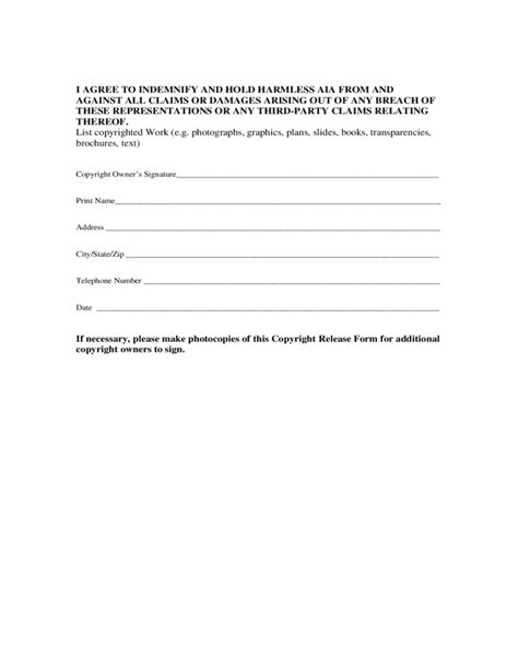 Simple Copyright Release Form Free Download