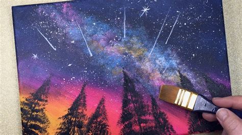Galaxy Shooting Stars Easy Acrylic Painting 10 Mins