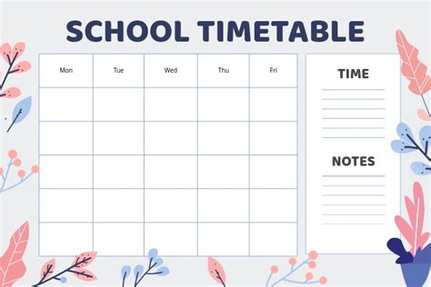Pastel Floral Themed School Timetable Template Postermywall