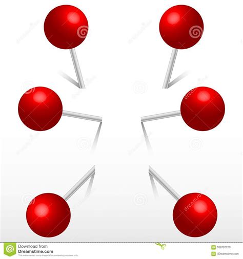 Red Office Round Push Pins 3d Push Pin Stock Vector Illustration Of