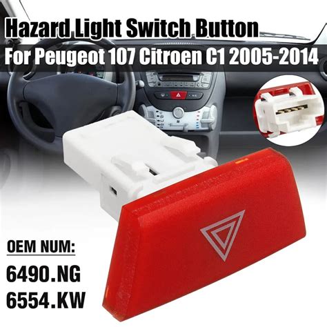 Warning Hazard Light Emergency Button Switch 6490 NG For Peugeot 107