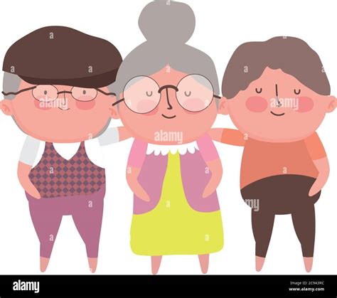 feliz día de los abuelos abuelos y abuelitos juntos dibujos animados vector ilustración imagen
