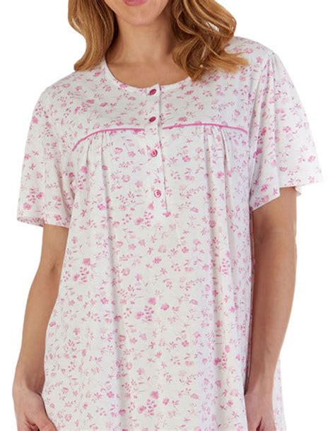 Ladies Slenderella 100 Cotton Short Sleeve Floral Nightdress Nightie Uk 10 26 Ebay