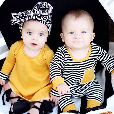 Brother Sister Stripes Matching Outfits In 2020 Boy Girl Twin Outfits